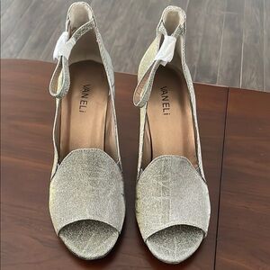 Vaneli Silver Elegant Peep-Toe Heels